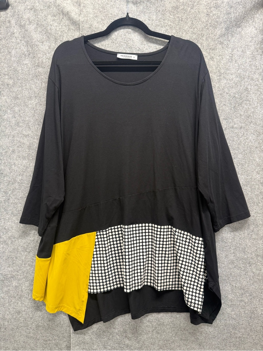 Tekbika by Alembika Black Tunic with Yellow Accent and Dot Panel